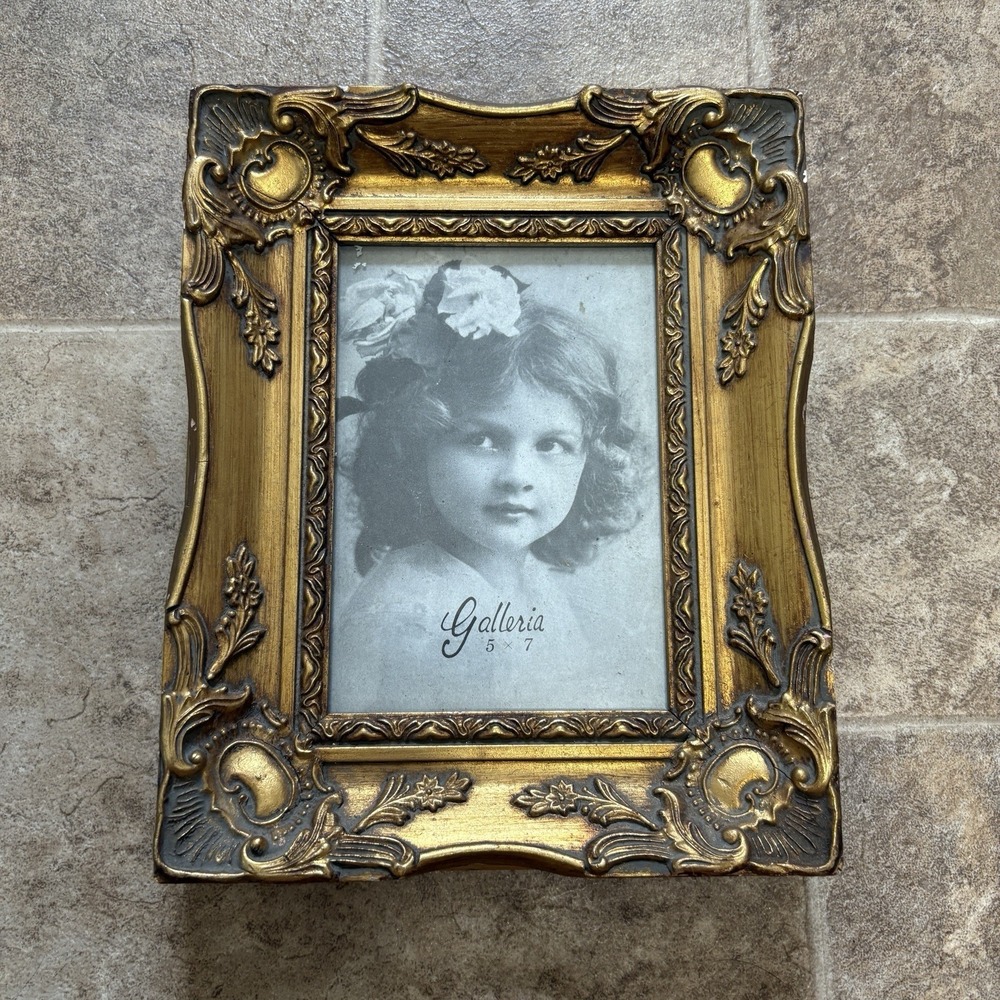 Vtg Wood Gilded Baroque Picture Frame 5" X 7" Classical French Style Ornate